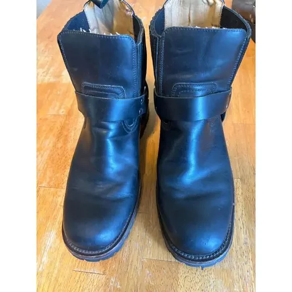 Engineer Harness Boots Mens 9.5 Black Leather Motorcycle Biker Lug Sole Moto